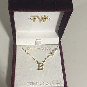 Tabitha Webb gold “B” necklace